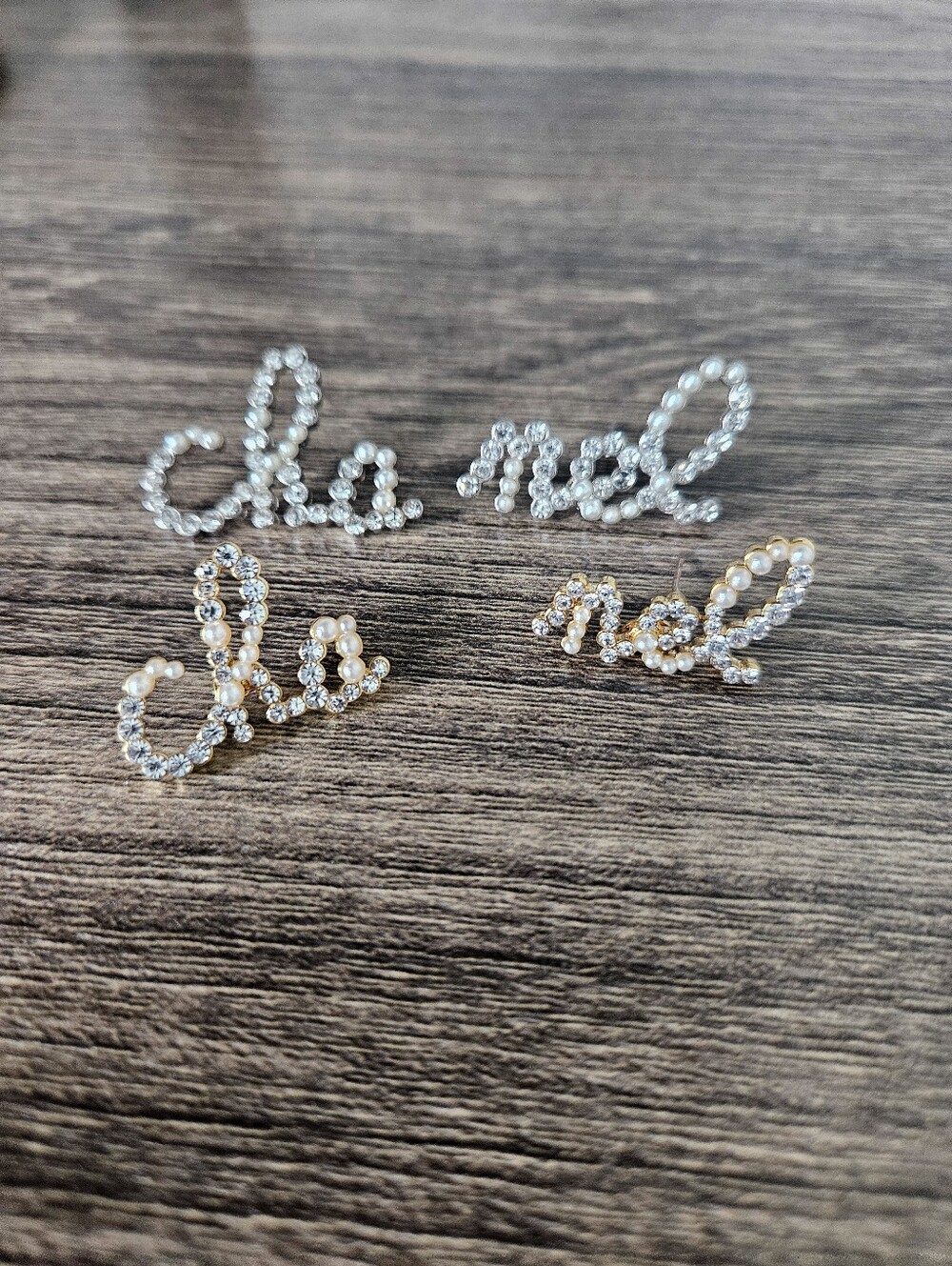 Cubic Zirconia Name Stud Earrings